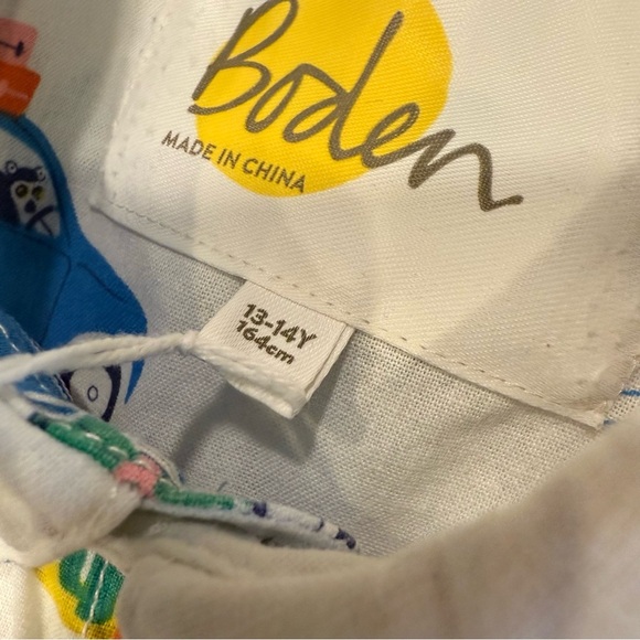 BODEN Boys Linen blend Short Sleeve Shirt size 13-14 years NWOT Multi Color - Picture 6 of 13